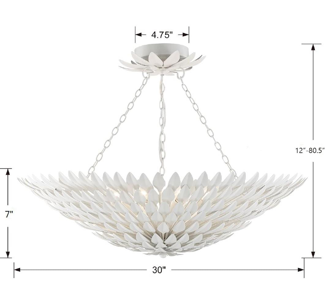 Crystorama Broche 8 Light Matte White Semi Flush Mount
