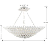 Crystorama Broche 8 Light Matte White Semi Flush Mount