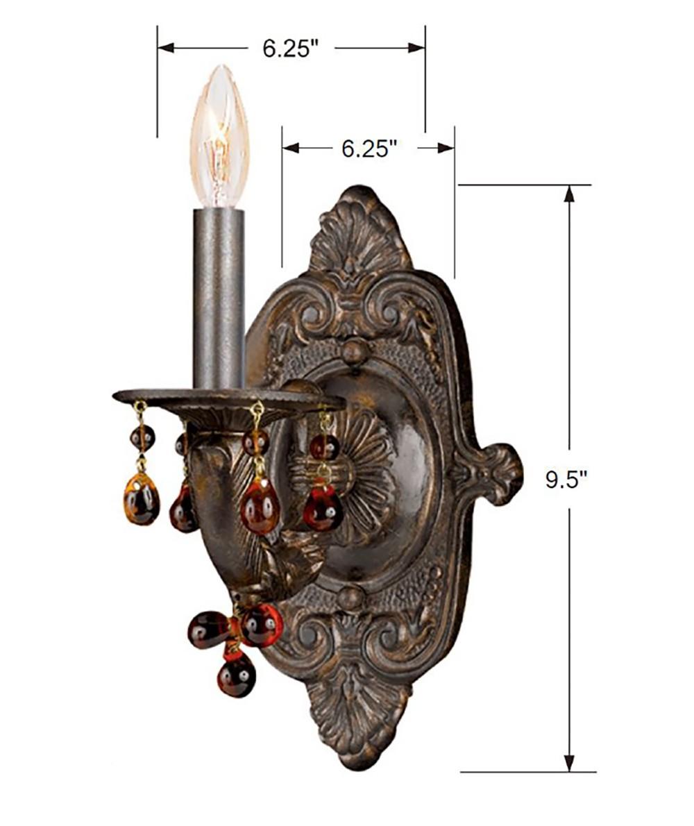 Crystorama Paris Market 1 Light Amber Crystal Venetian Bronze Sconce