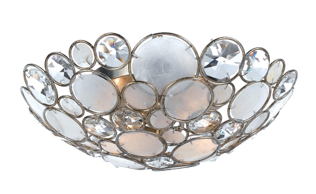 Crystorama Palla 3 Light Antique Silver Flush Mount