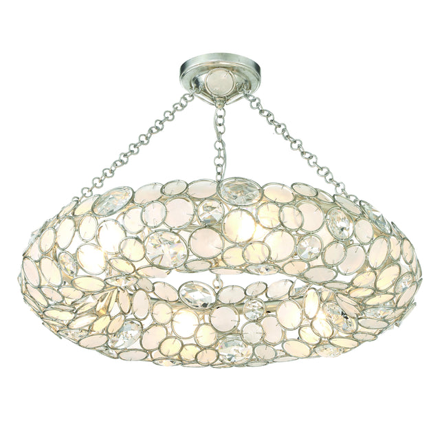 Crystorama Palla 6 Light Antique Silver Semi Flush Mount