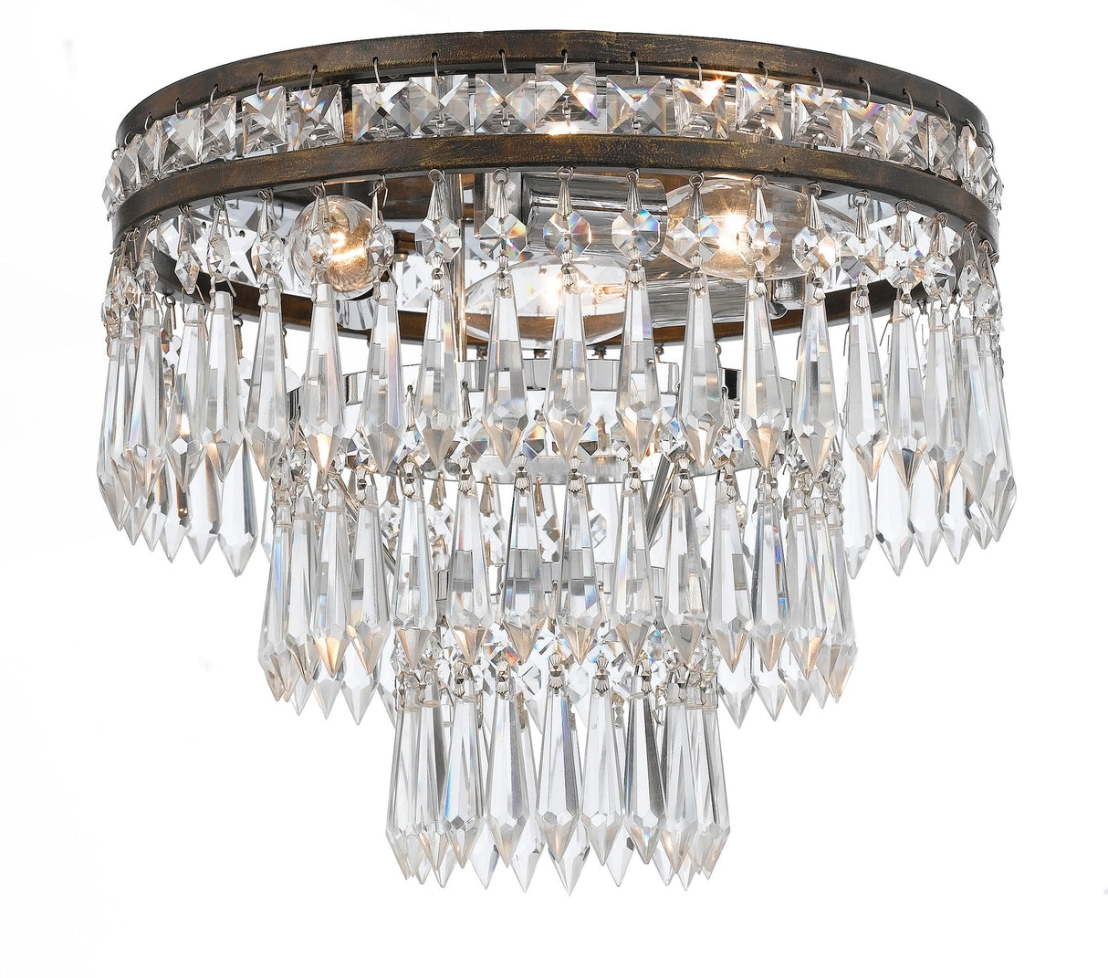 Crystorama Mercer 3 Light Hand Cut Crystal English Bronze Flush Mount