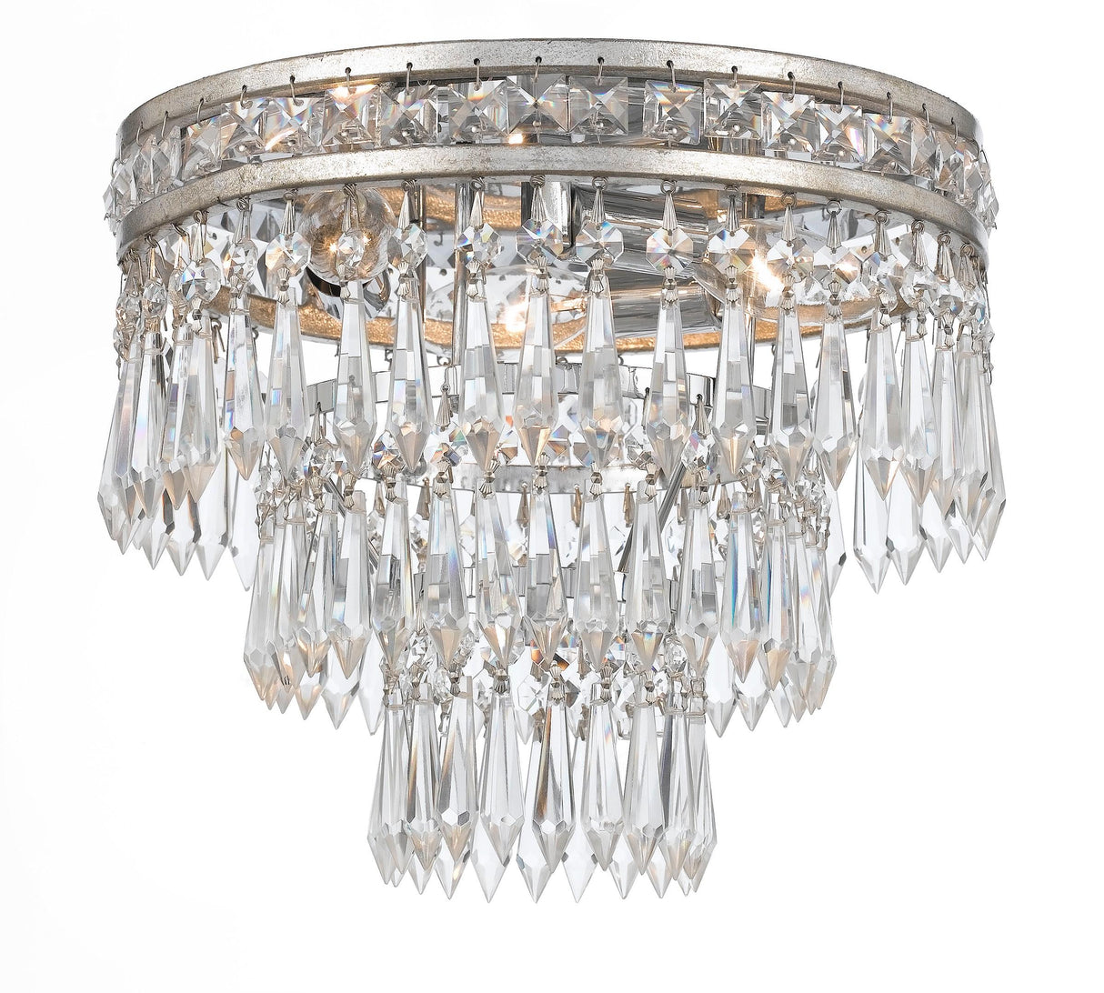 Crystorama Mercer 3 Light Hand Cut Crystal Olde Silver Flush Mount