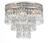 Crystorama Mercer 3 Light Hand Cut Crystal Olde Silver Flush Mount