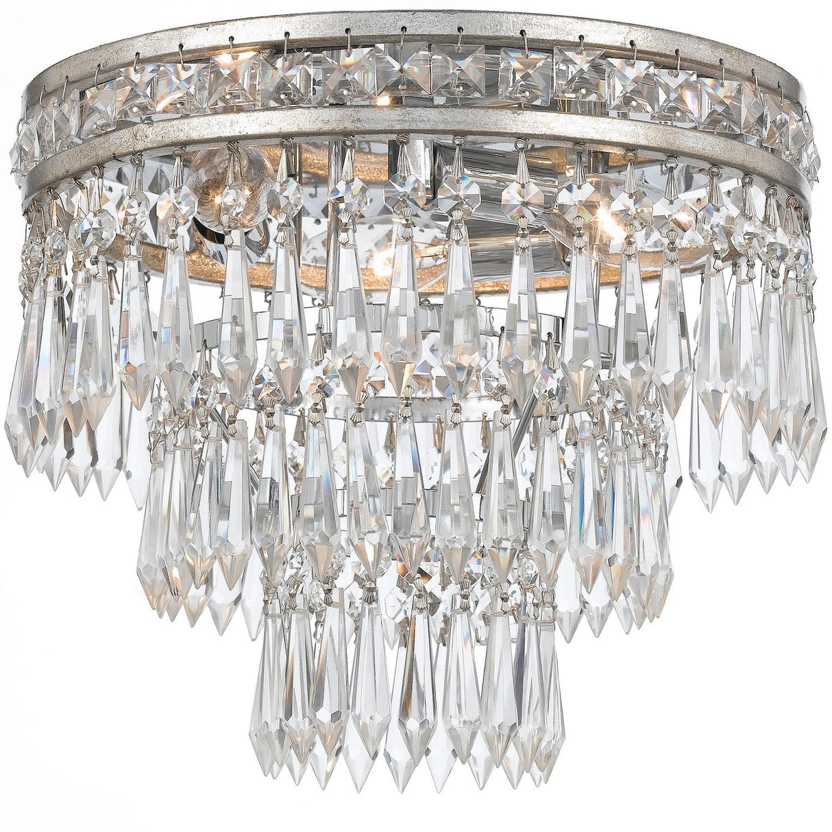 Crystorama Mercer 3 Light Hand Cut Crystal Olde Silver Flush Mount
