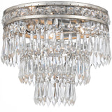 Crystorama Mercer 3 Light Hand Cut Crystal Olde Silver Flush Mount