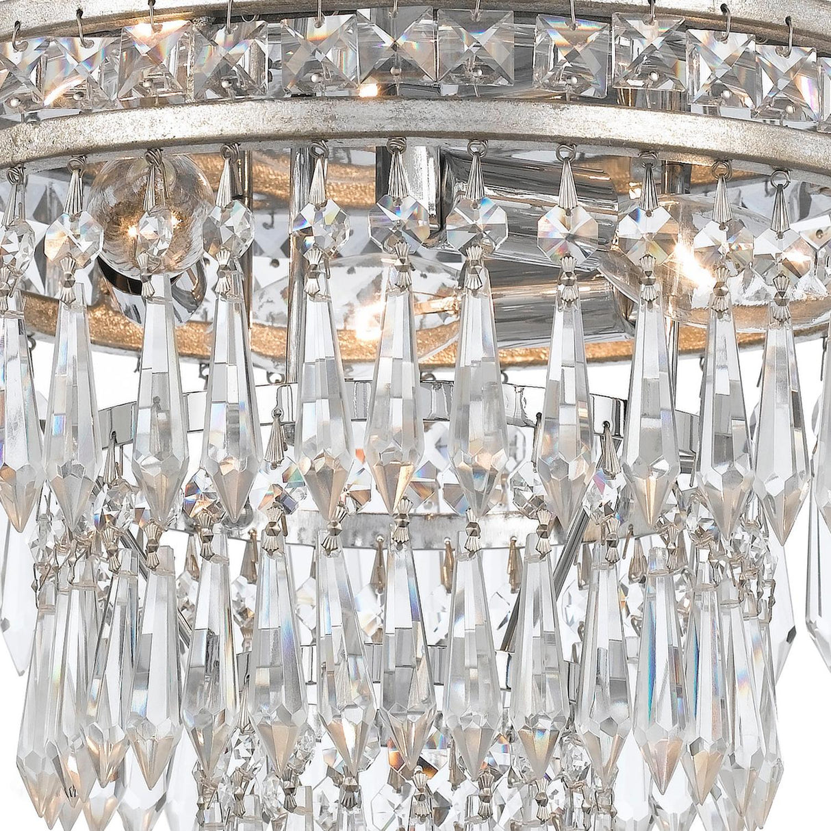 Crystorama Mercer 3 Light Hand Cut Crystal Olde Silver Flush Mount
