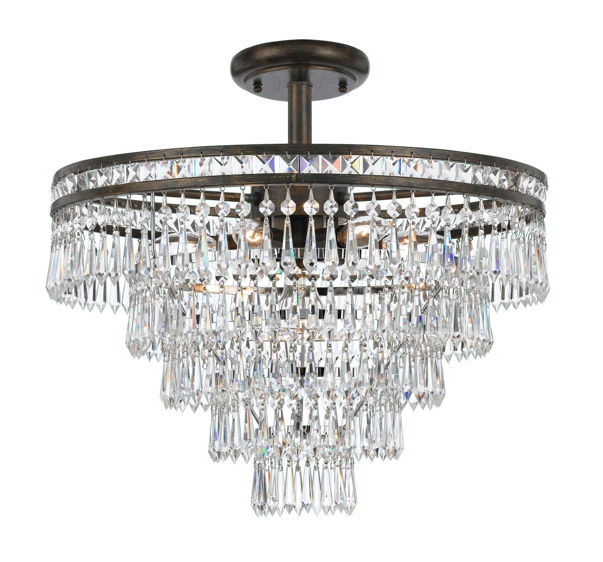 Crystorama Mercer 7 Light Hand Cut Crystal English Bronze Semi Flush Mount