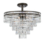 Crystorama Mercer 7 Light Hand Cut Crystal English Bronze Semi Flush Mount