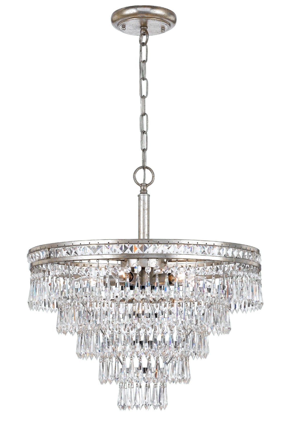 Crystorama Mercer 7 Light Hand Cut Crystal Olde Silver Convertible Chandelier