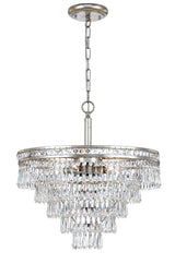 Crystorama Mercer 7 Light Hand Cut Crystal Olde Silver Convertible Chandelier