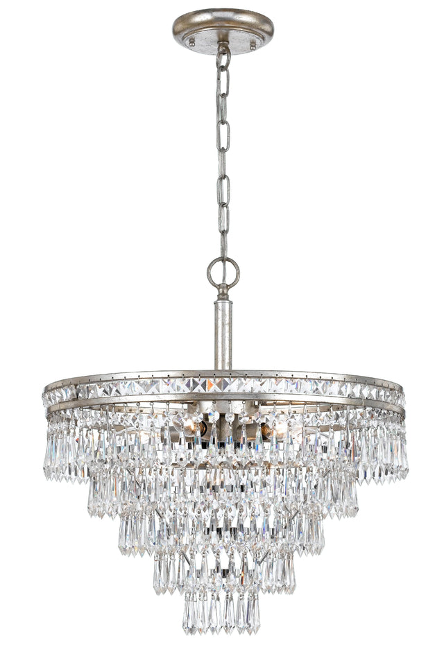 Crystorama Mercer 7 Light Hand Cut Crystal Olde Silver Convertible Chandelier