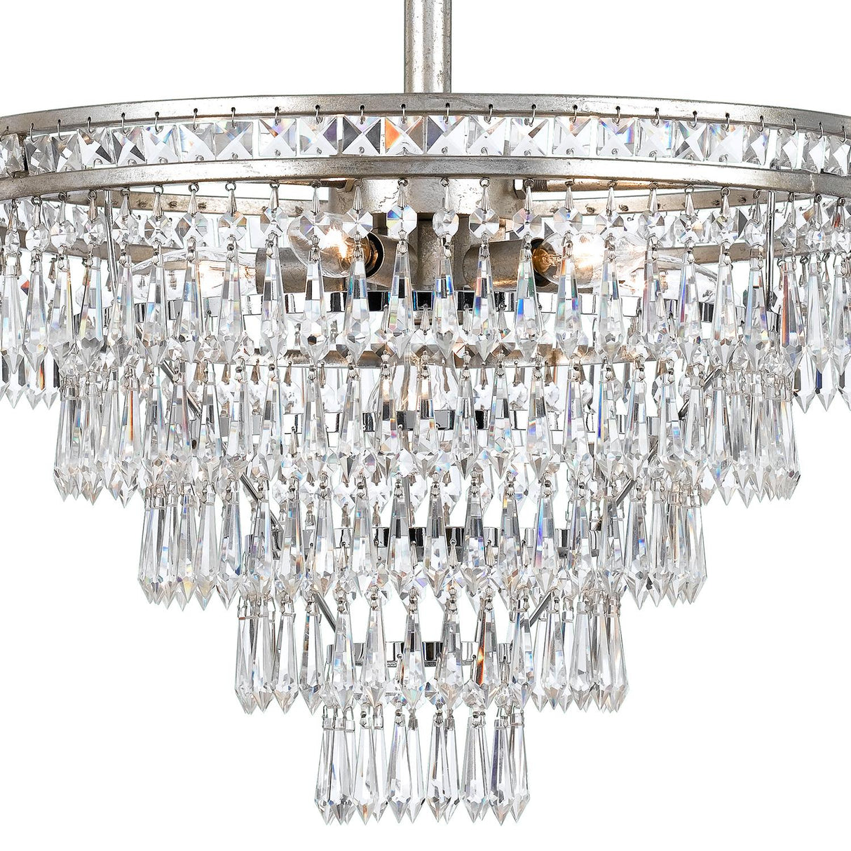 Crystorama Mercer 7 Light Hand Cut Crystal Olde Silver Convertible Chandelier