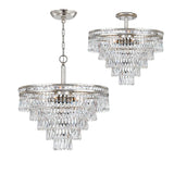 Crystorama Mercer 7 Light Hand Cut Crystal Olde Silver Convertible Chandelier