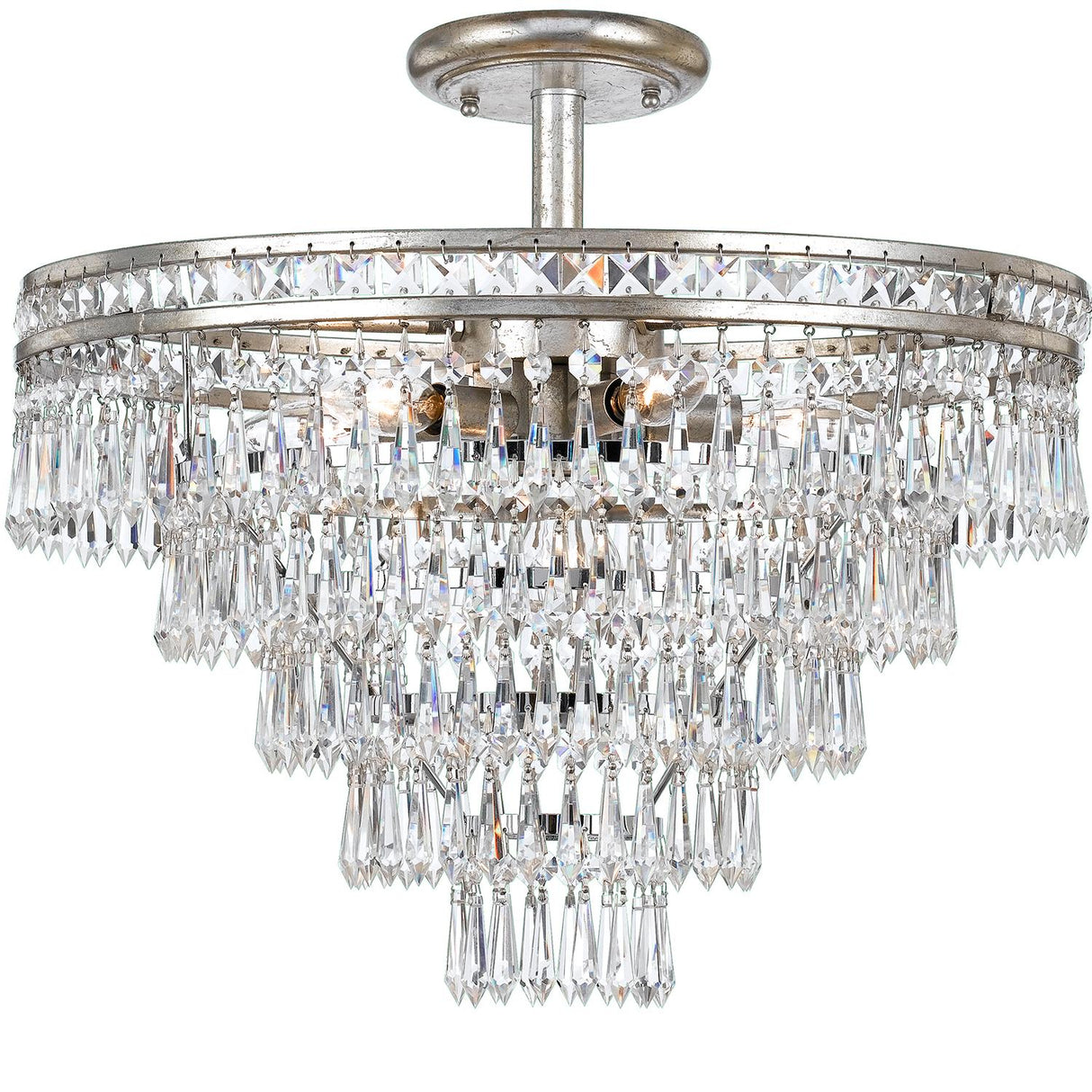 Crystorama Mercer 7 Light Hand Cut Crystal Olde Silver Convertible Chandelier