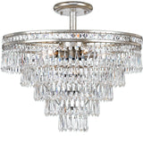 Crystorama Mercer 7 Light Hand Cut Crystal Olde Silver Convertible Chandelier