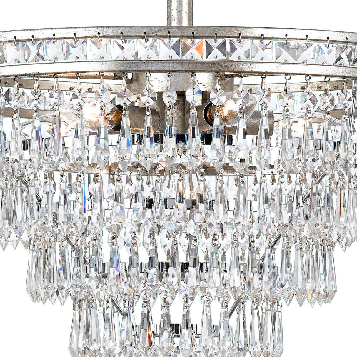 Crystorama Mercer 7 Light Hand Cut Crystal Olde Silver Convertible Chandelier