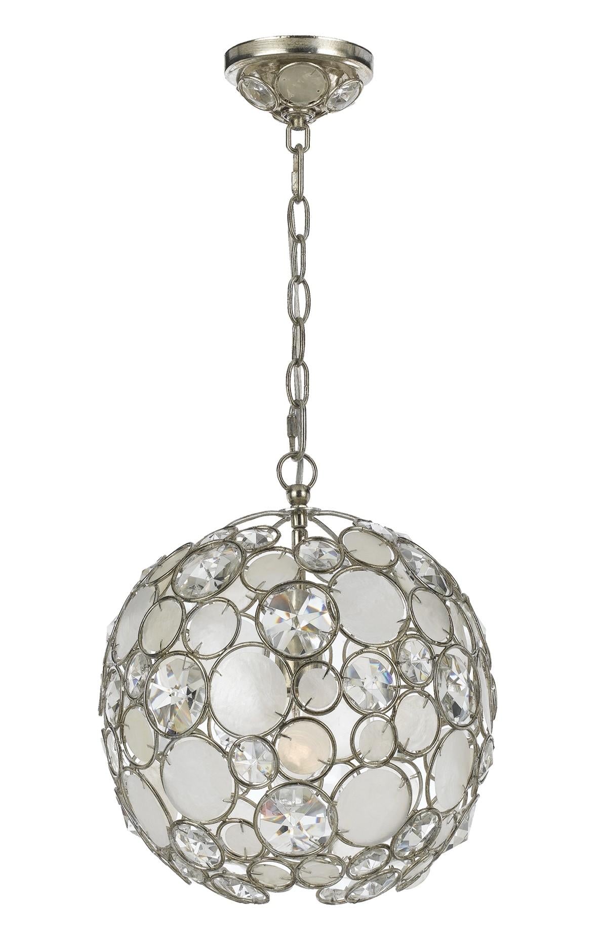 Crystorama Palla 1 Light Antique Silver Sphere Pendant
