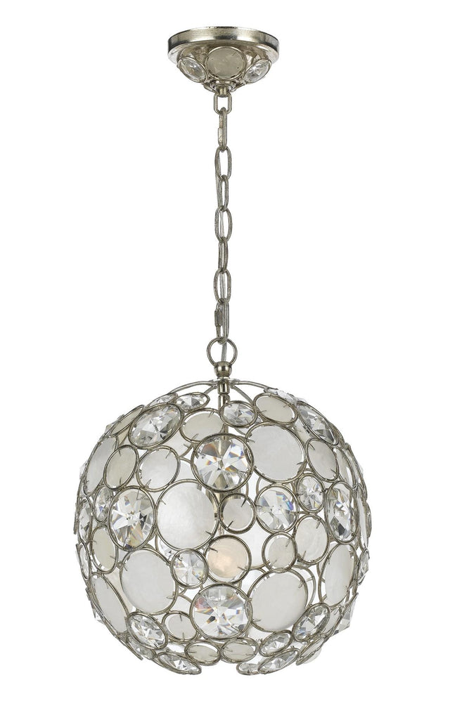 Crystorama Palla 1 Light Antique Silver Sphere Pendant