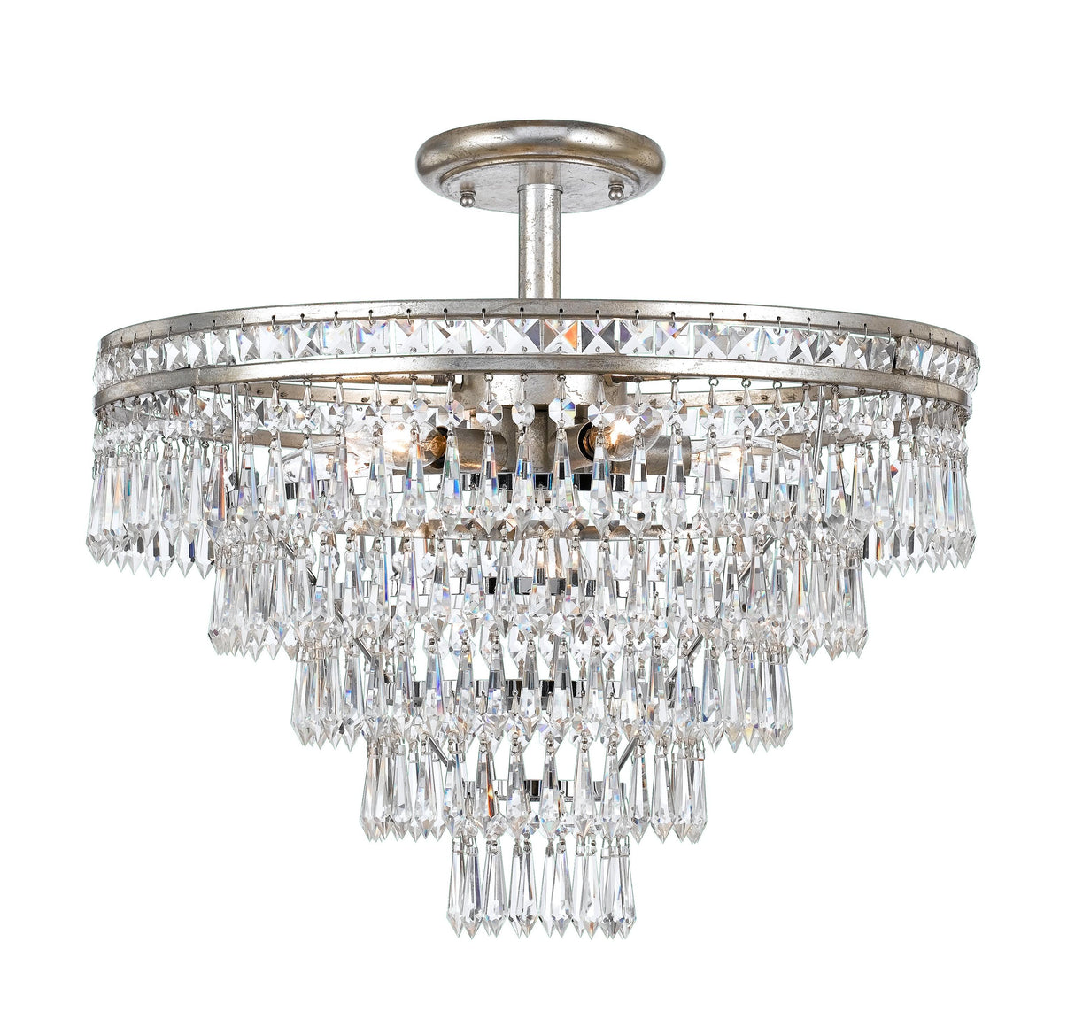 Crystorama Mercer 7 Light Hand Cut Crystal Olde Silver Semi Flush Mount