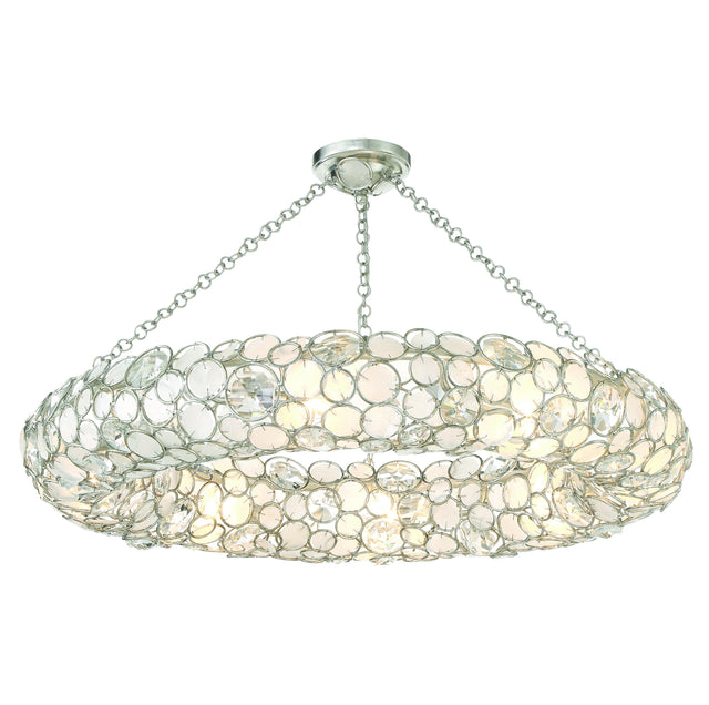 Crystorama Palla 8 Light Antique Silver Semi Flush Mount