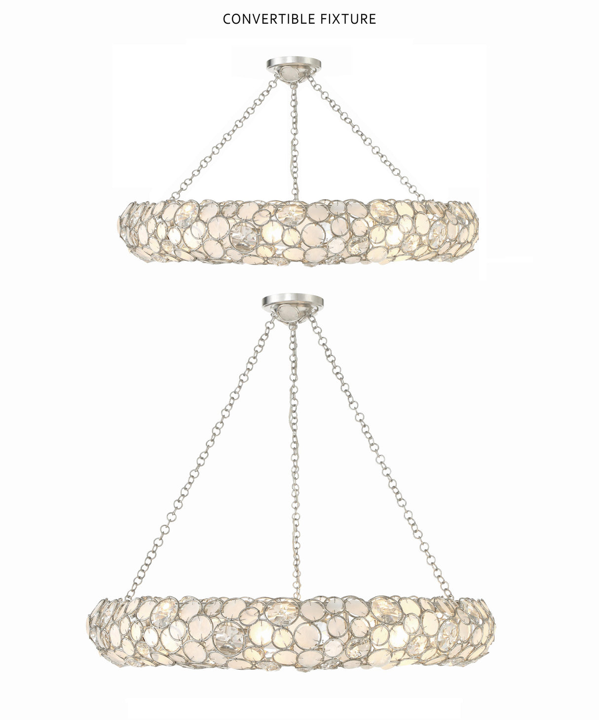 Crystorama Palla 8 Light Antique Silver Semi Flush Mount