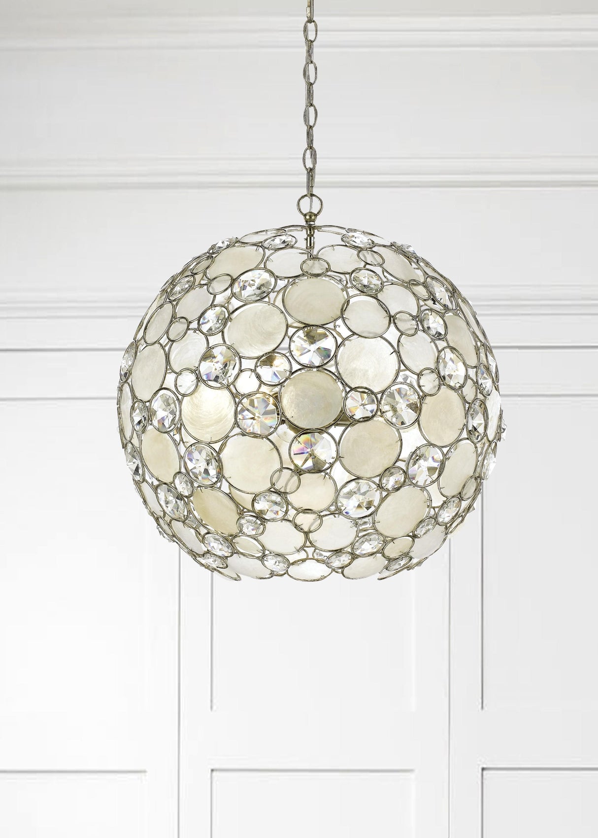 Crystorama Palla 6 Light Antique Silver Sphere Pendant