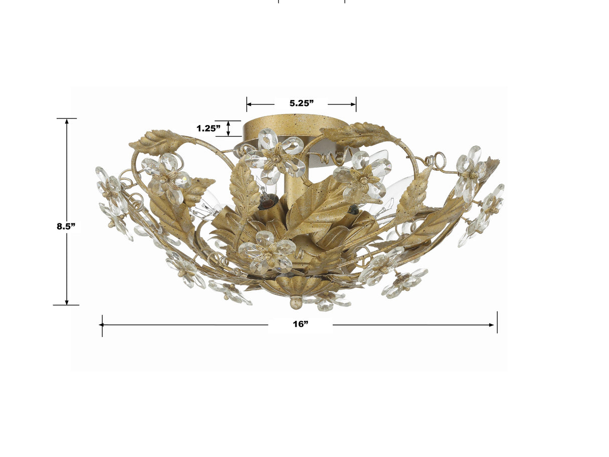Crystorama Paris Market 6 Light Gold Leaf Semi Flush Mount