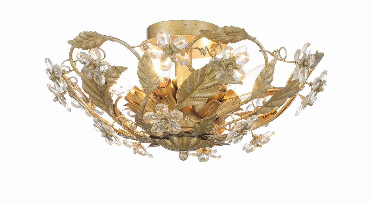 Crystorama Paris Market 6 Light Gold Leaf Semi Flush Mount