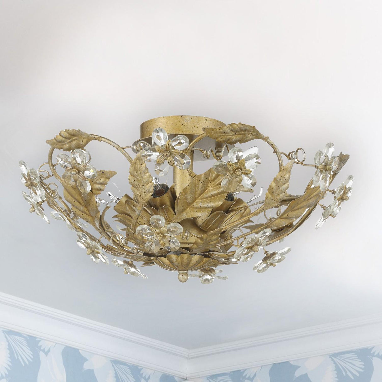 Crystorama Paris Market 6 Light Gold Leaf Semi Flush Mount