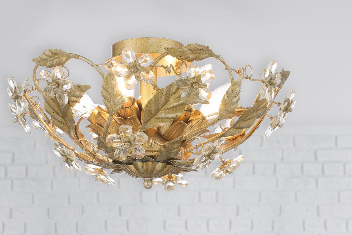 Crystorama Paris Market 6 Light Gold Leaf Semi Flush Mount
