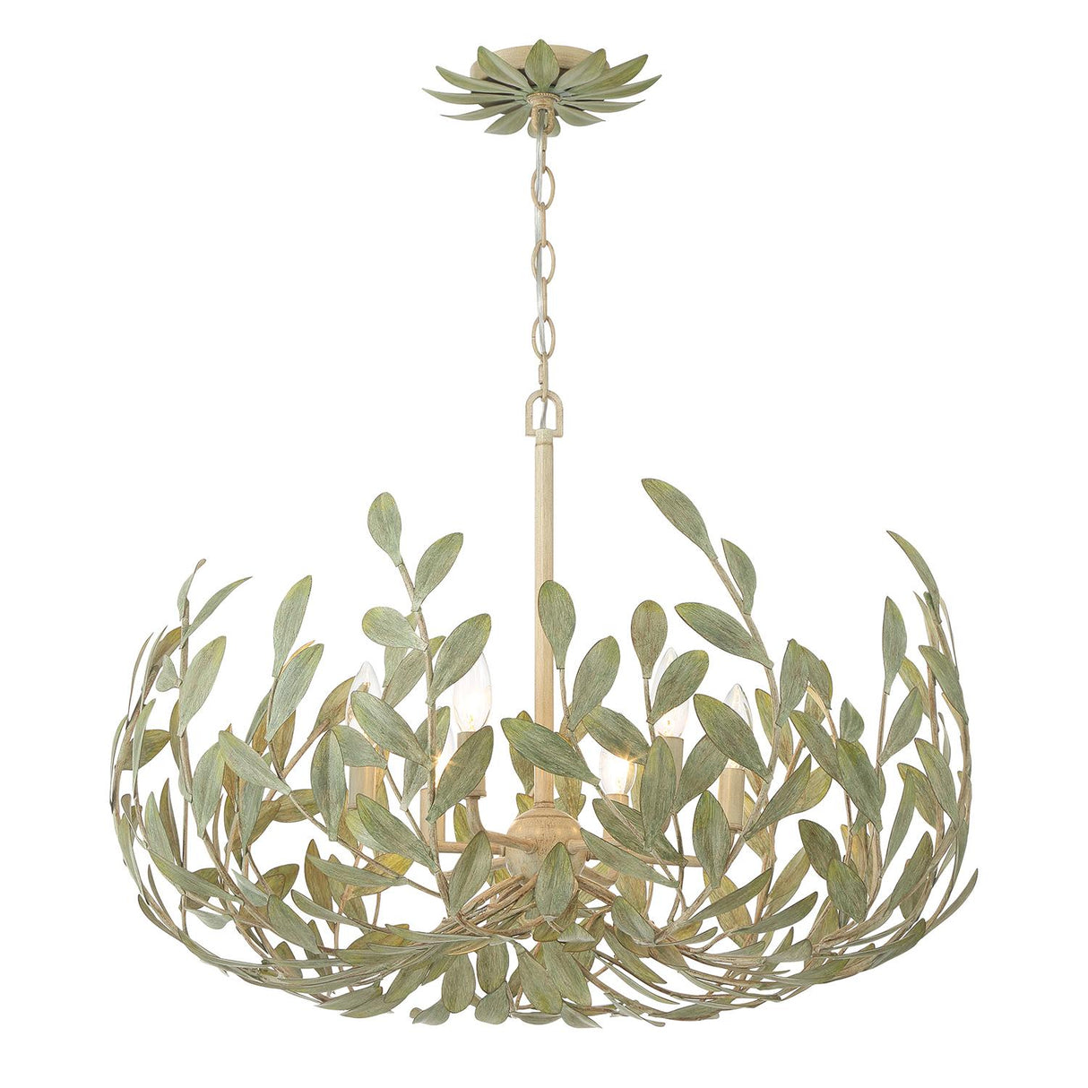 Crystorama Broche 6 Light Champagne Green Tea Chandelier