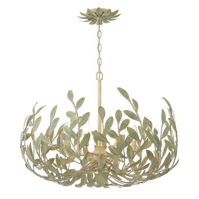 Crystorama Broche 6 Light Champagne Green Tea Chandelier