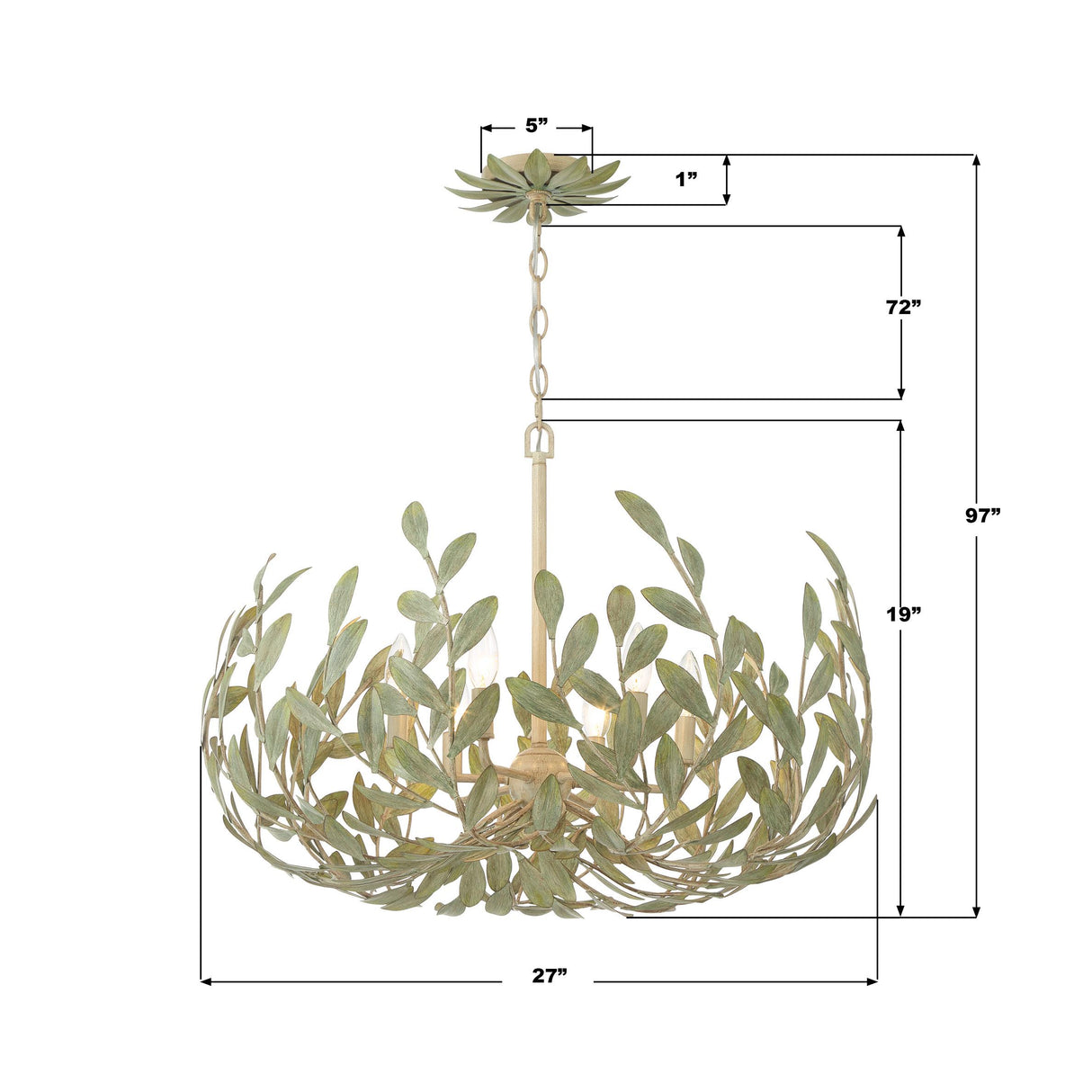 Crystorama Broche 6 Light Champagne Green Tea Chandelier