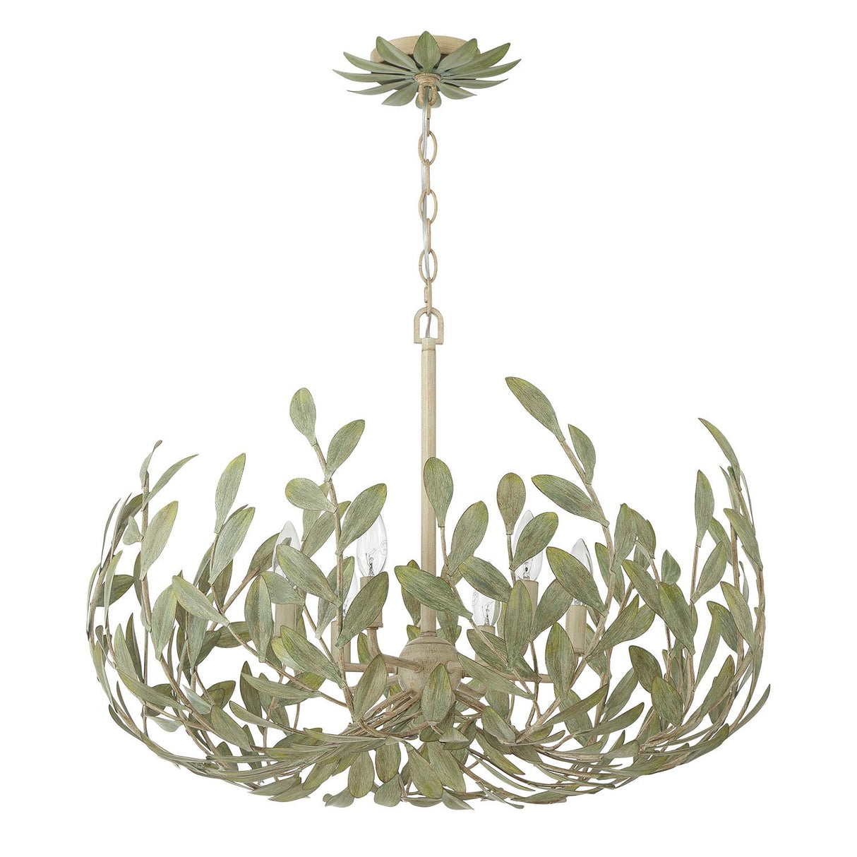 Crystorama Broche 6 Light Champagne Green Tea Chandelier