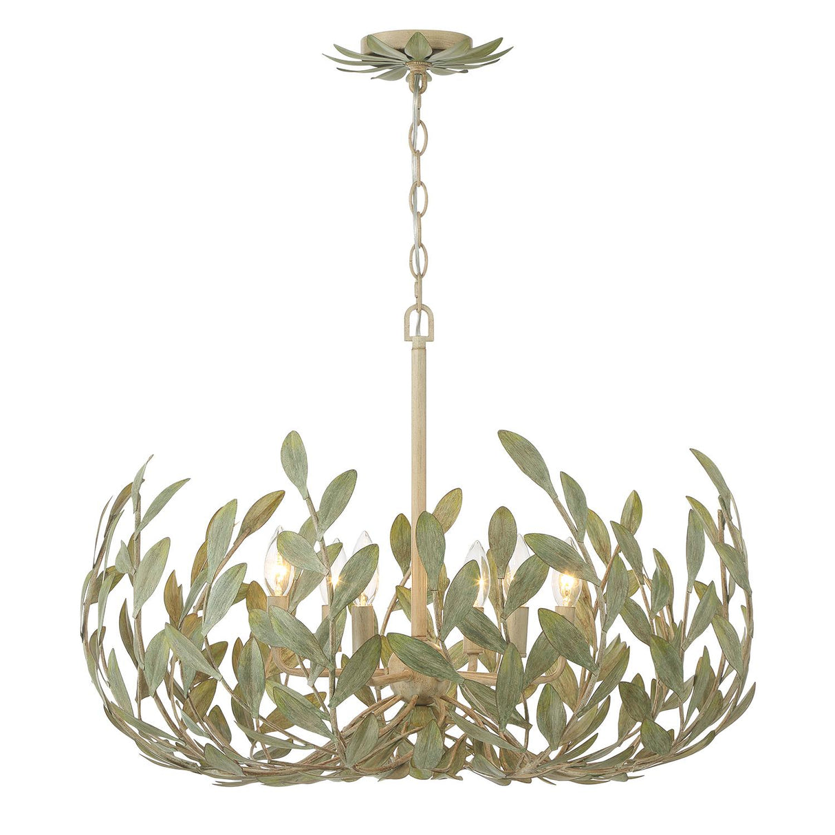 Crystorama Broche 6 Light Champagne Green Tea Chandelier