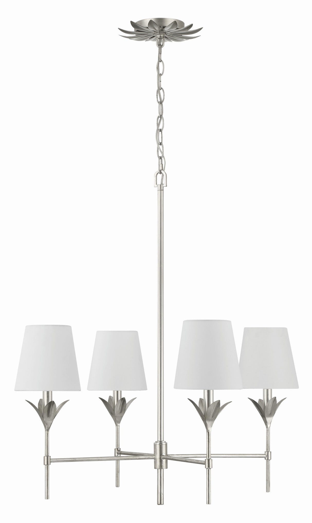 Crystorama Broche 4 Light Antique Silver Chandelier