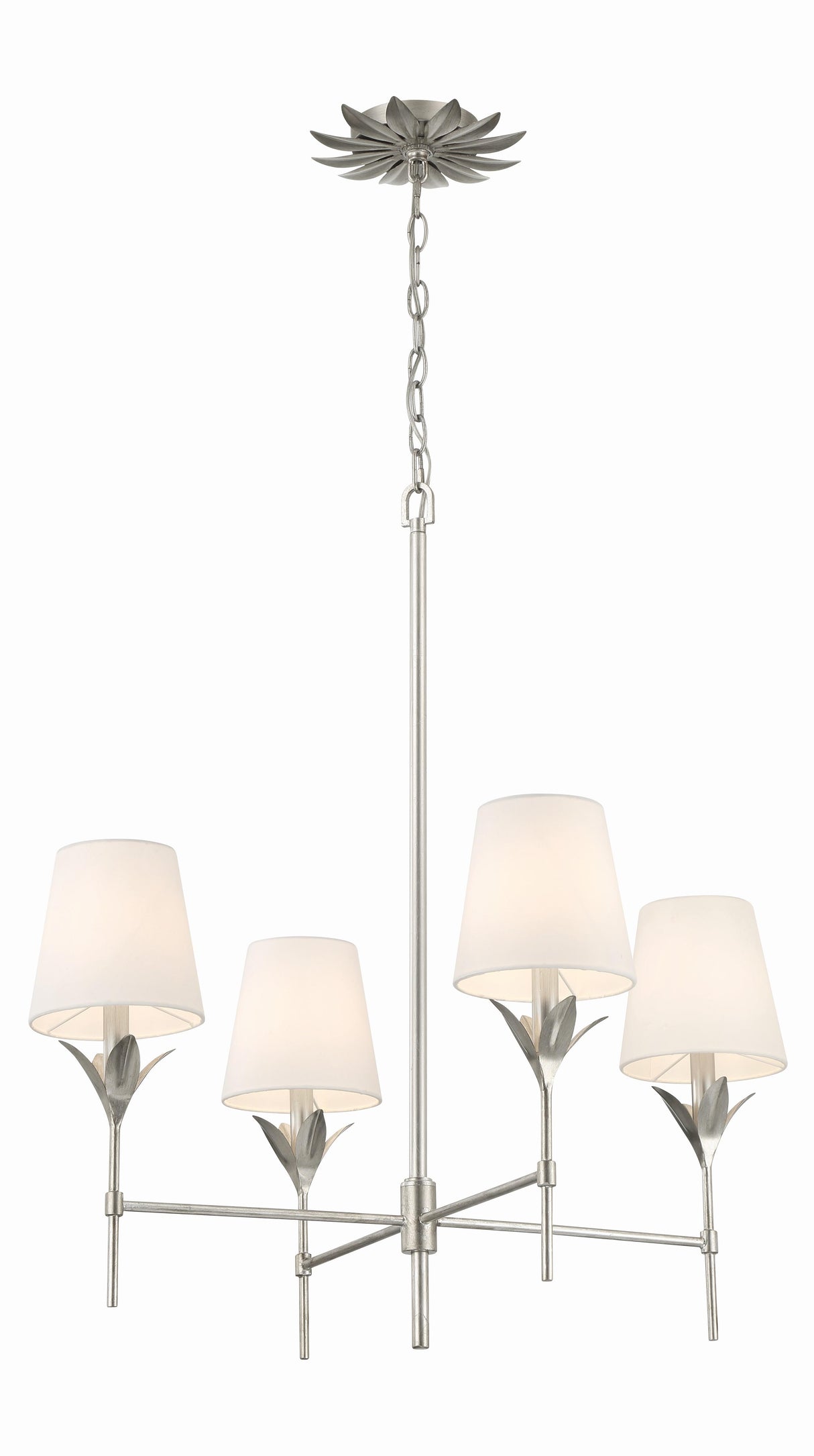 Crystorama Broche 4 Light Antique Silver Chandelier