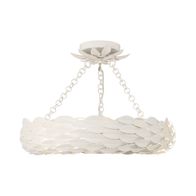 Crystorama Broche 6 Light LED Matte White Semi Flush Mount