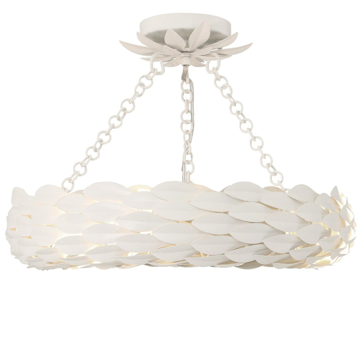 Crystorama Broche 6 Light LED Matte White Semi Flush Mount