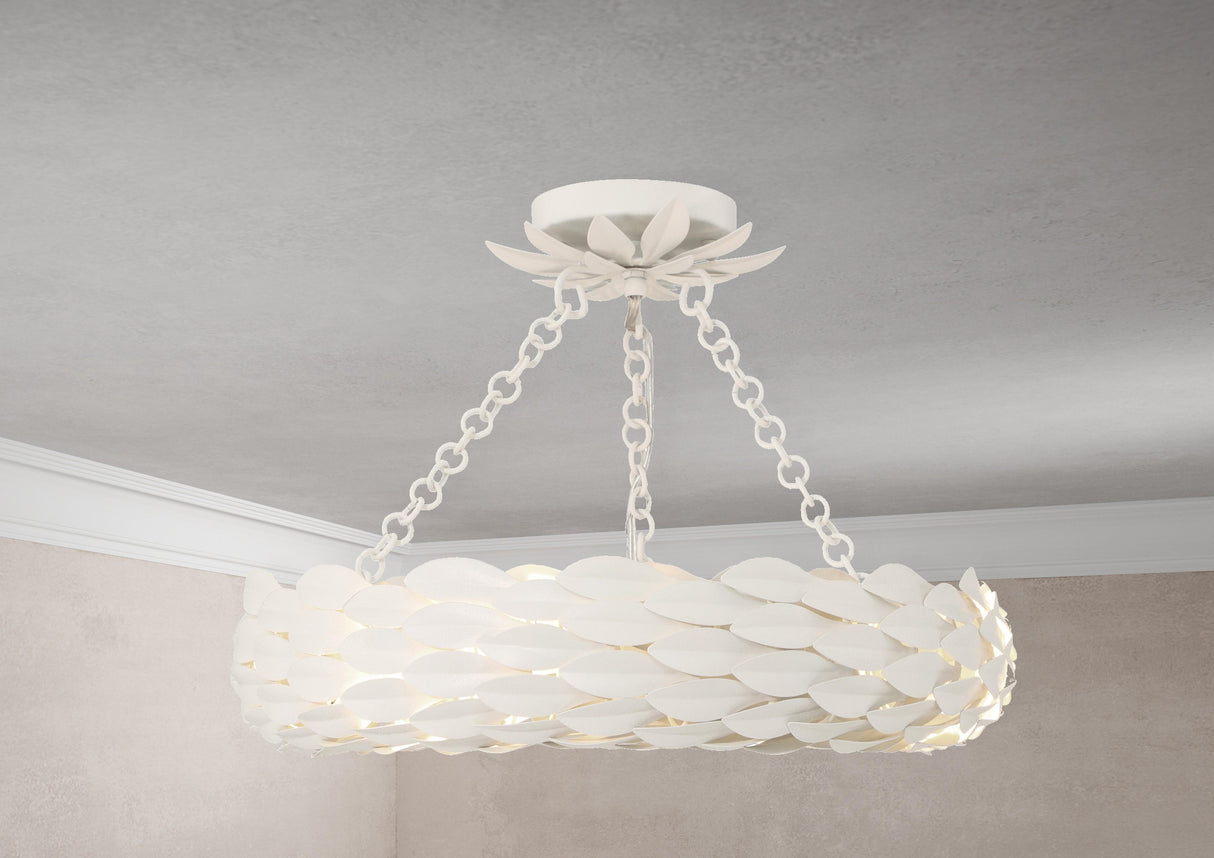 Crystorama Broche 6 Light LED Matte White Semi Flush Mount