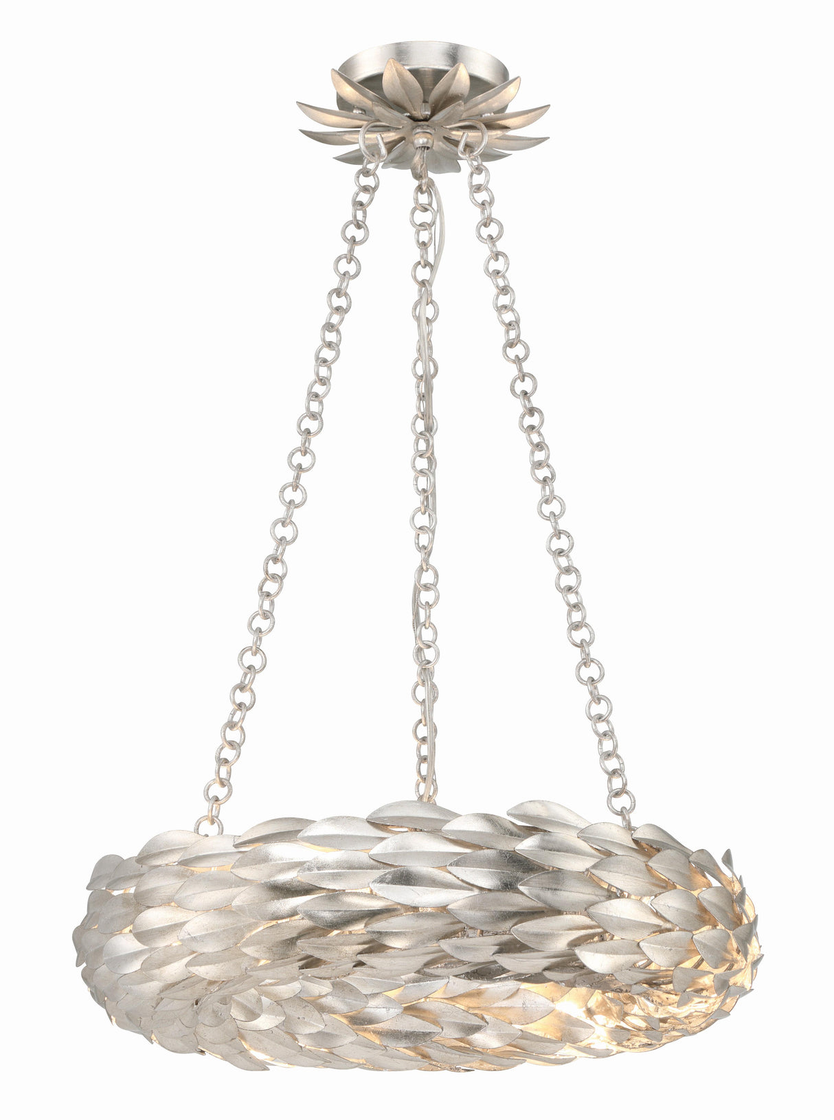 Crystorama Broche 6 Light LED Antique Silver Chandelier