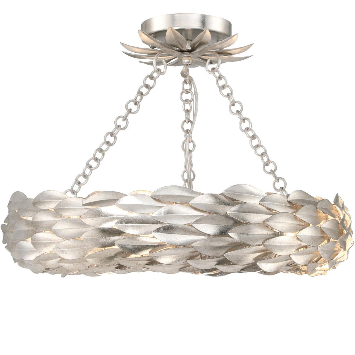 Crystorama Broche 6 Light LED Antique Silver Semi Flush Mount
