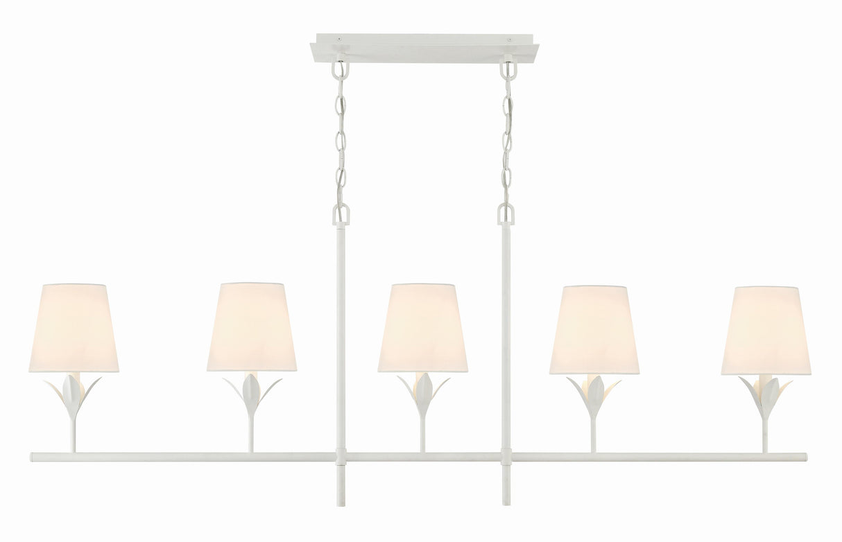 Crystorama Broche 5 Light Matte White Linear Chandelier