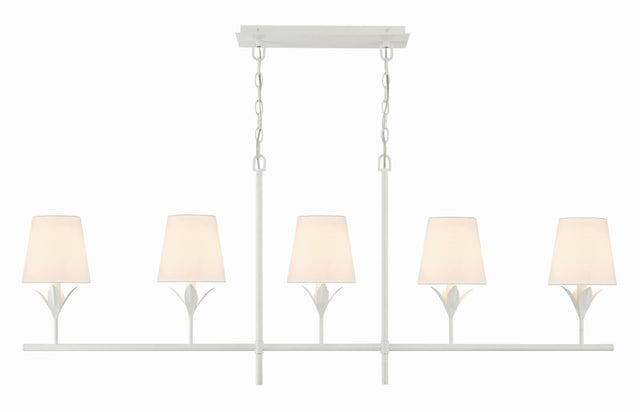 Crystorama Broche 5 Light Matte White Linear Chandelier