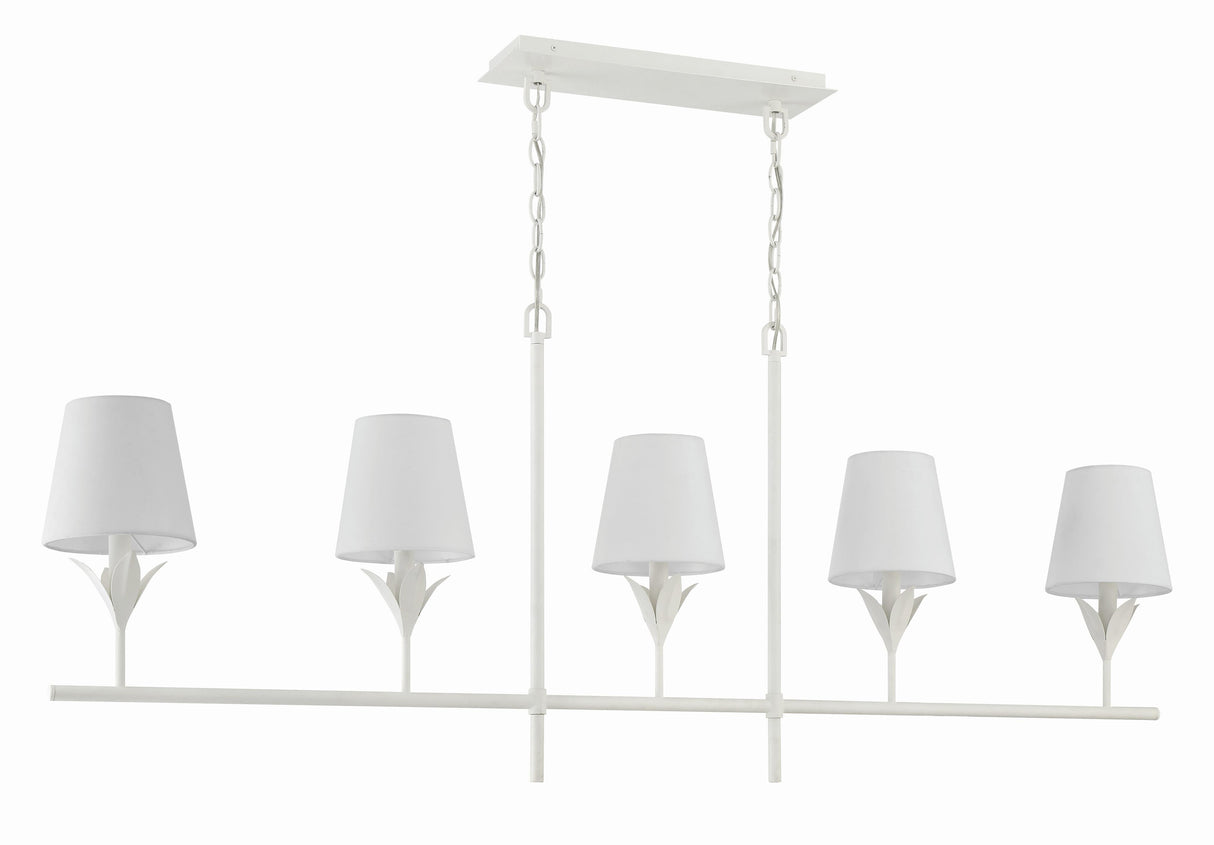 Crystorama Broche 5 Light Matte White Linear Chandelier
