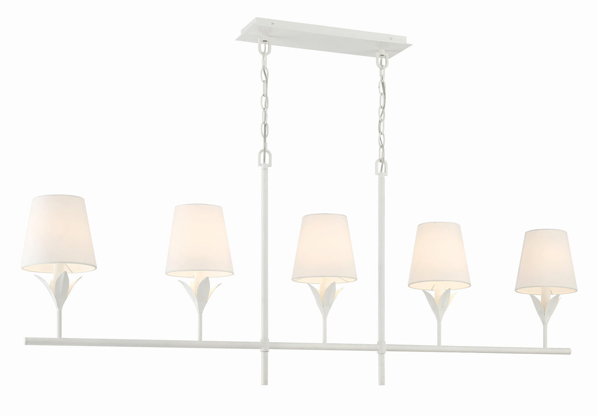 Crystorama Broche 5 Light Matte White Linear Chandelier