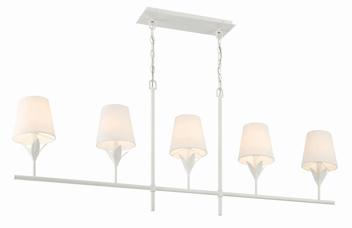 Crystorama Broche 5 Light Matte White Linear Chandelier