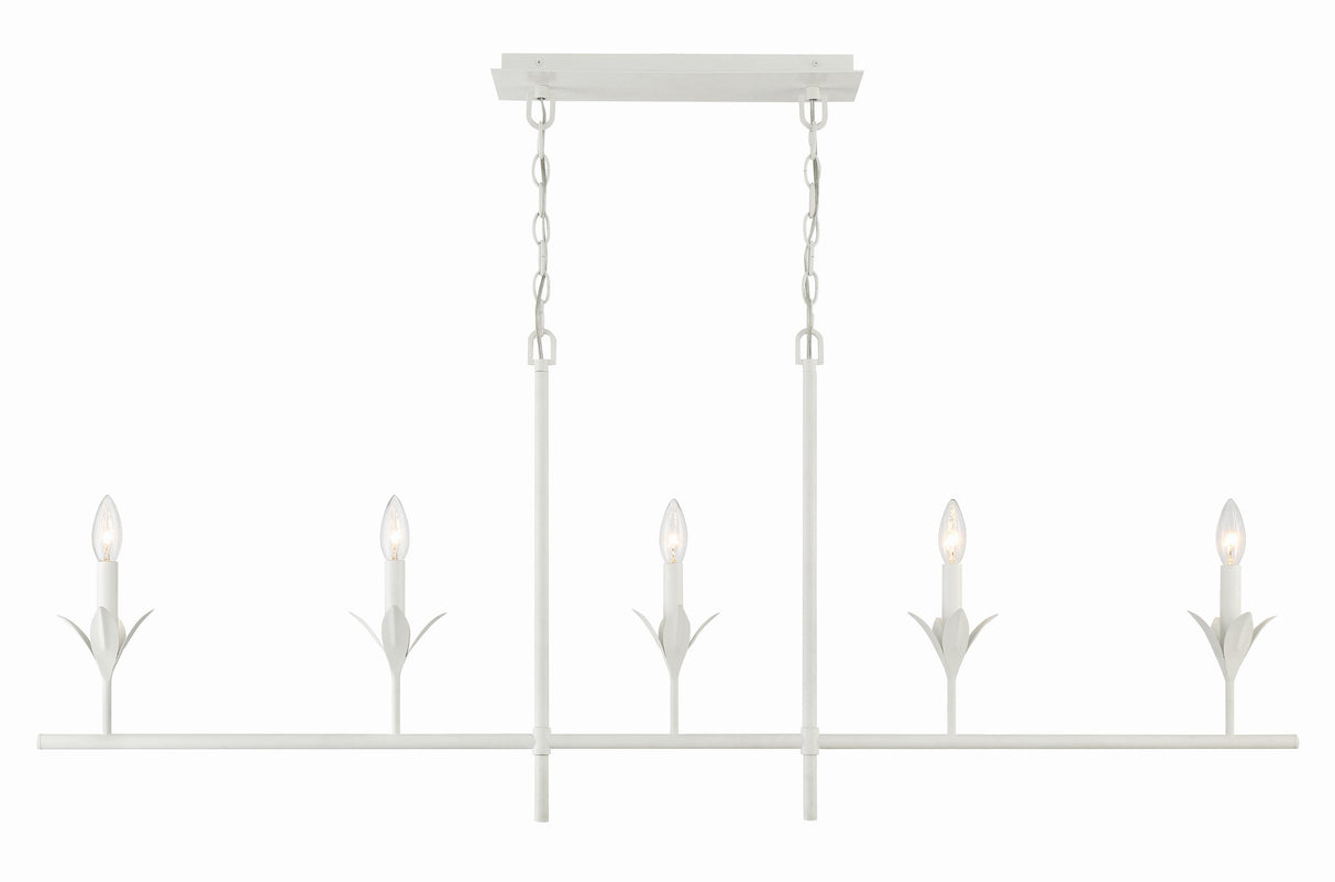 Crystorama Broche 5 Light Matte White Linear Chandelier