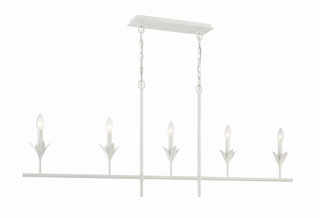 Crystorama Broche 5 Light Matte White Linear Chandelier
